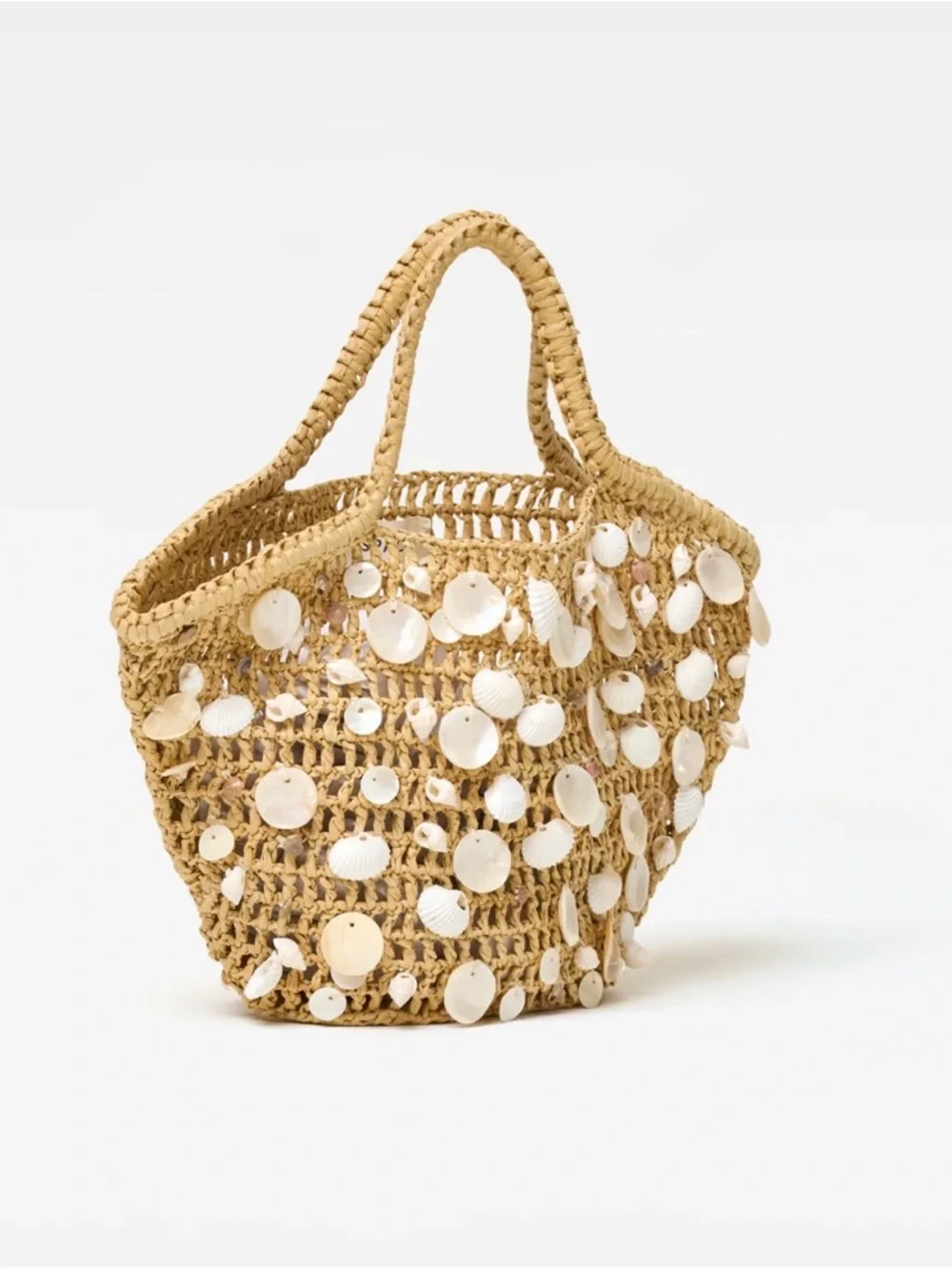🐚l*space “alba” Natural Straw Tote with Shell Embellishments - Picture 5 of 8
